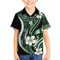 Samoa Siapo Tribal Pattern Family Matching Mermaid Dress and Hawaiian Shirt Forest Green Polynesian Plumeria Tapa Motif LT9 Son's Shirt Green - Polynesian Pride