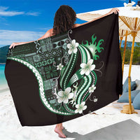 Samoa Siapo Tribal Pattern Sarong Forest Green Polynesian Plumeria Tapa Motif