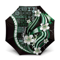 Samoa Siapo Tribal Pattern Umbrella Forest Green Polynesian Plumeria Tapa Motif