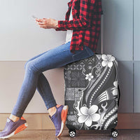 Samoa Siapo Tribal Pattern Luggage Cover Light Gray Polynesian Plumeria Tapa Motif