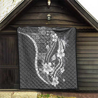 Samoa Siapo Tribal Pattern Quilt Light Gray Polynesian Plumeria Tapa Motif