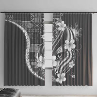 Samoa Siapo Tribal Pattern Window Curtain Light Gray Polynesian Plumeria Tapa Motif