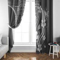 Samoa Siapo Tribal Pattern Window Curtain Light Gray Polynesian Plumeria Tapa Motif
