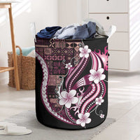 Samoa Siapo Tribal Pattern Laundry Basket Violet Polynesian Plumeria Tapa Motif
