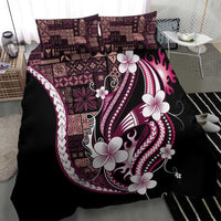 Samoa Siapo Tribal Pattern Bedding Set Violet Polynesian Plumeria Tapa Motif