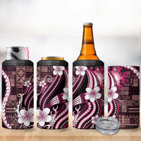 Samoa Siapo Tribal Pattern 4 in 1 Can Cooler Tumbler Violet Polynesian Plumeria Tapa Motif