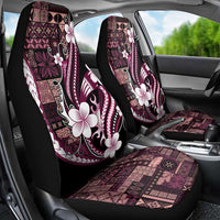 Samoa Siapo Tribal Pattern Car Seat Cover Violet Polynesian Plumeria Tapa Motif
