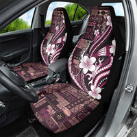 Samoa Siapo Tribal Pattern Car Seat Cover Violet Polynesian Plumeria Tapa Motif