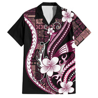 Samoa Siapo Tribal Pattern Family Matching Short Sleeve Bodycon Dress and Hawaiian Shirt Violet Polynesian Plumeria Tapa Motif LT9 Dad's Shirt - Short Sleeve Violet - Polynesian Pride