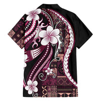 Samoa Siapo Tribal Pattern Family Matching Summer Maxi Dress and Hawaiian Shirt Violet Polynesian Plumeria Tapa Motif LT9 - Polynesian Pride
