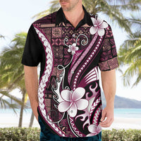 Samoa Siapo Tribal Pattern Hawaiian Shirt Violet Polynesian Plumeria Tapa Motif