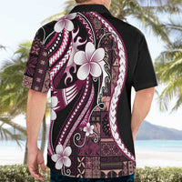 Samoa Siapo Tribal Pattern Hawaiian Shirt Violet Polynesian Plumeria Tapa Motif