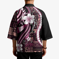 Samoa Siapo Tribal Pattern Kimono Violet Polynesian Plumeria Tapa Motif