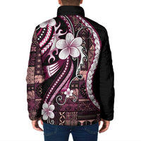 Samoa Siapo Tribal Pattern Padded Jacket Violet Polynesian Plumeria Tapa Motif
