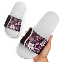 Samoa Siapo Tribal Pattern Slide Sandals Violet Polynesian Plumeria Tapa Motif