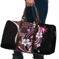 Samoa Siapo Tribal Pattern Travel Bag Violet Polynesian Plumeria Tapa Motif