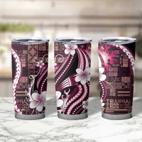 Samoa Siapo Tribal Pattern Tumbler Cup Violet Polynesian Plumeria Tapa Motif