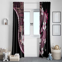 Samoa Siapo Tribal Pattern Window Curtain Violet Polynesian Plumeria Tapa Motif