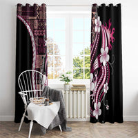 Samoa Siapo Tribal Pattern Window Curtain Violet Polynesian Plumeria Tapa Motif