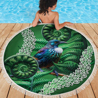 Tui Bird Koru Silver Fern Aotearoa Beach Blanket