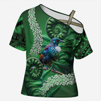 Tui Bird Koru Silver Fern Aotearoa Cross Shoulder Shirt