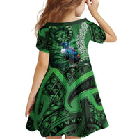 Tui Bird Koru Silver Fern Aotearoa Family Matching Off Shoulder Short Dress and Hawaiian Shirt LT9 - Polynesian Pride