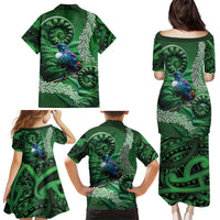 Tui Bird Koru Silver Fern Aotearoa Family Matching Puletasi and Hawaiian Shirt
