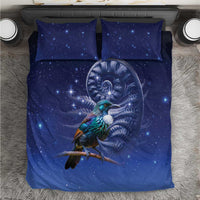 Tui Bird Matariki Galaxy Bedding Set Koru Silver Fern Aotearoa