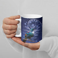 Tui Bird Matariki Galaxy Ceramic Mug Koru Silver Fern Aotearoa