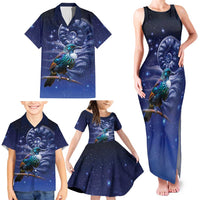Tui Bird Matariki Galaxy Family Matching Tank Maxi Dress and Hawaiian Shirt Koru Silver Fern Aotearoa LT9 - Polynesian Pride