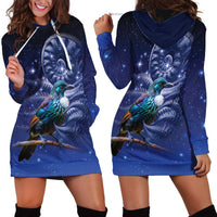 Tui Bird Matariki Galaxy Hoodie Dress Koru Silver Fern Aotearoa