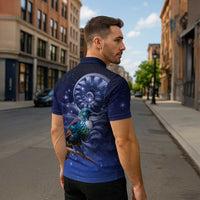 Tui Bird Matariki Galaxy Zipper Polo Shirt Koru Silver Fern Aotearoa