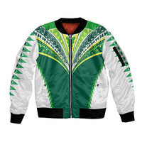 Polynesian Pride Cook Islands Rugby Sleeve Zip Bomber Jacket No1 LT9 Unisex Green - Polynesian Pride