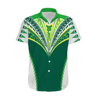 Personalised Polynesian Pride Cook Islands Rugby Hawaiian Shirt No1 LT9 Green - Polynesian Pride