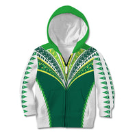 Personalised Polynesian Pride Cook Islands Rugby Kid Hoodie No1 LT9 Zip Hoodie Green - Polynesian Pride