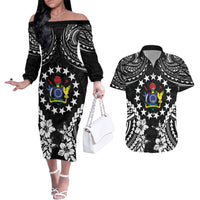 Cook Islands Ra o te Ui Ariki Est 1967 Couples Matching Off The Shoulder Long Sleeve Dress and Hawaiian Shirt