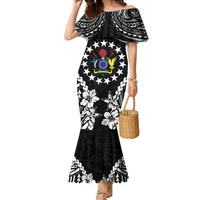 Cook Islands Ra o te Ui Ariki Est 1967 Family Matching Mermaid Dress and Hawaiian Shirt LT9 Mom's Dress Black - Polynesian Pride