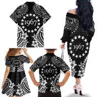 Cook Islands Ra o te Ui Ariki Est 1967 Family Matching Off The Shoulder Long Sleeve Dress and Hawaiian Shirt LT9 - Polynesian Pride