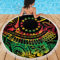 Cook Islands 15 Stars Beach Blanket Kuki Airani Polynesian Tribal Wave Tattoo