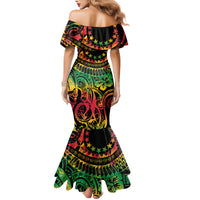Cook Islands 15 Stars Family Matching Mermaid Dress and Hawaiian Shirt Kuki Airani Polynesian Tribal Wave Tattoo LT9 - Polynesian Pride