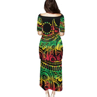 Cook Islands 15 Stars Family Matching Puletasi and Hawaiian Shirt Kuki Airani Polynesian Tribal Wave Tattoo LT9 - Polynesian Pride