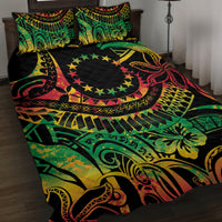 Cook Islands 15 Stars Quilt Bed Set Kuki Airani Polynesian Tribal Wave Tattoo
