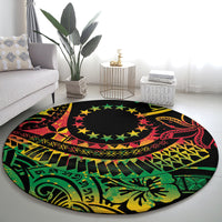 Cook Islands 15 Stars Round Carpet Kuki Airani Polynesian Tribal Wave Tattoo