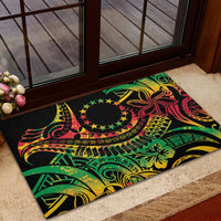 Cook Islands 15 Stars Rubber Doormat Kuki Airani Polynesian Tribal Wave Tattoo