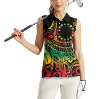Cook Islands 15 Stars Women Sleeveless Polo Shirt Kuki Airani Polynesian Tribal Wave Tattoo LT9 - Polynesian Pride
