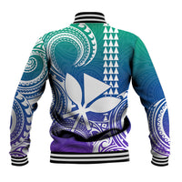 Custom King Kamehameha Day Hawaii Baseball Jacket Paradise of the Pacific Tribal Kakau - Gradient LT9 - Polynesian Pride