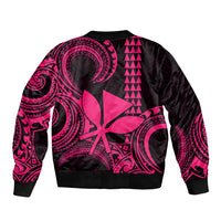 Custom King Kamehameha Day Hawaii Sleeve Zip Bomber Jacket Paradise of the Pacific Tribal Kakau - Pink LT9 - Polynesian Pride