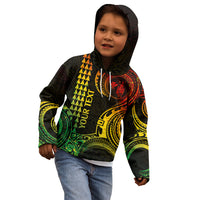 Custom King Kamehameha Day Hawaii Kid Hoodie Paradise of the Pacific Tribal Kakau - Reggae LT9 - Polynesian Pride