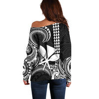 Custom King Kamehameha Day Hawaii Off Shoulder Sweater Paradise of the Pacific Tribal Kakau - White LT9 - Polynesian Pride