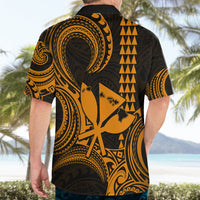 King Kamehameha Day Hawaii Hawaiian Shirt Paradise of the Pacific Tribal Kakau with Kanaka Maoli - Gold LT9 - Polynesian Pride